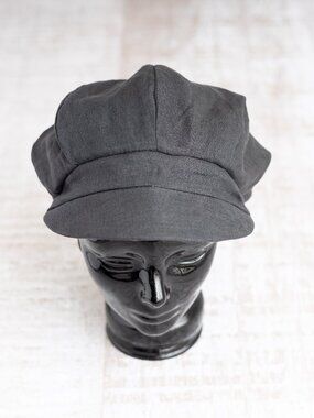 Upcycled from Menswear Gray Linen Newsboy Bakerboy Hat
